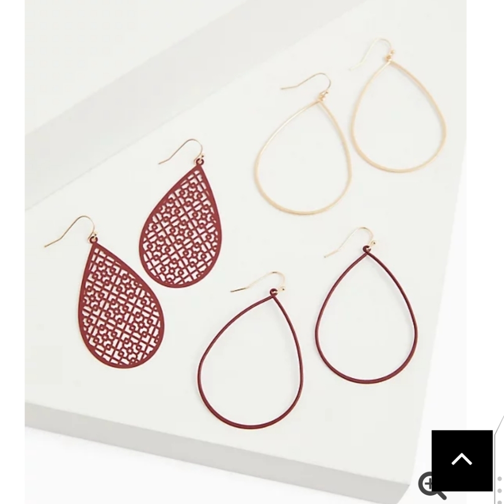 🆕MATTE BURGUNDY PURPLE FILIGREE TEARDROP EARRINGS